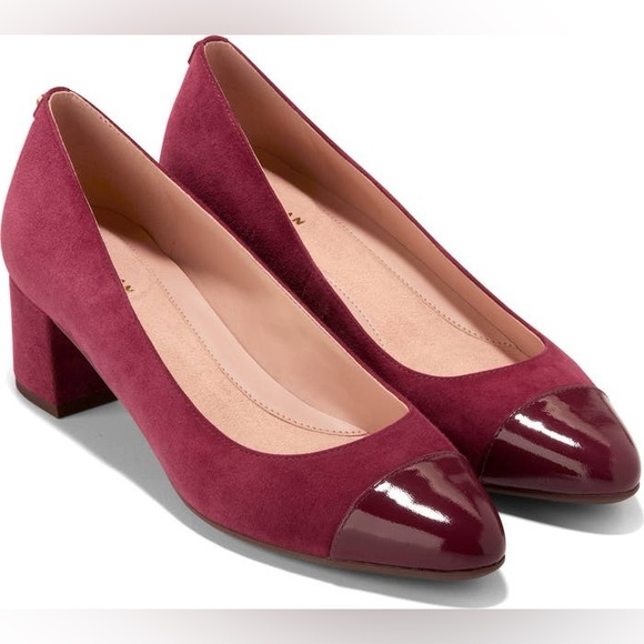 Cole Haan Shoes - COLE HAAN THE GO-TO WATERPROOF BLOCK HEEL PUMPS IN BLACK CHERRY 8